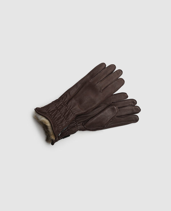 Winter leather gloves - Dark Brown